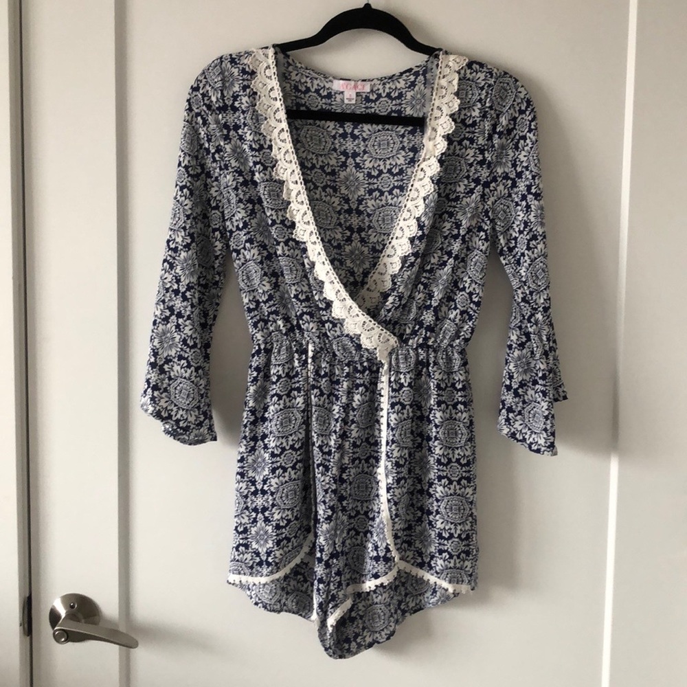 Navy floral romper